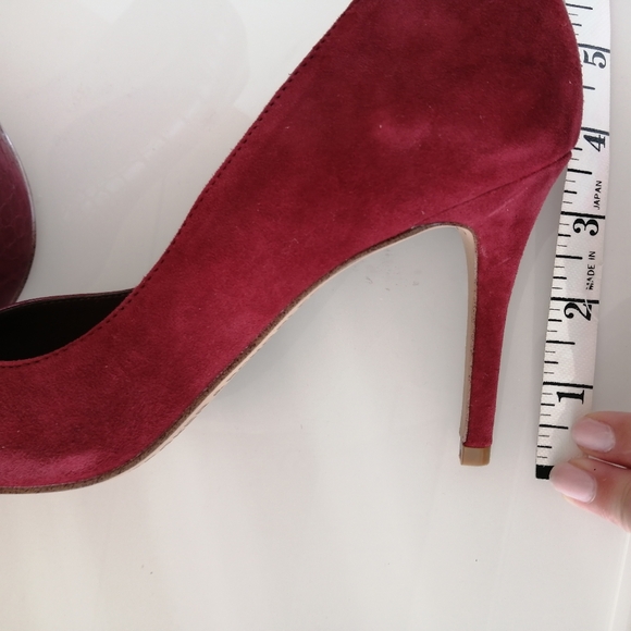NWOT Bleecker & Bond Leather Maroon Pointed Toe Pumps Half Suede Half Croc 9 - Picture 12 of 12